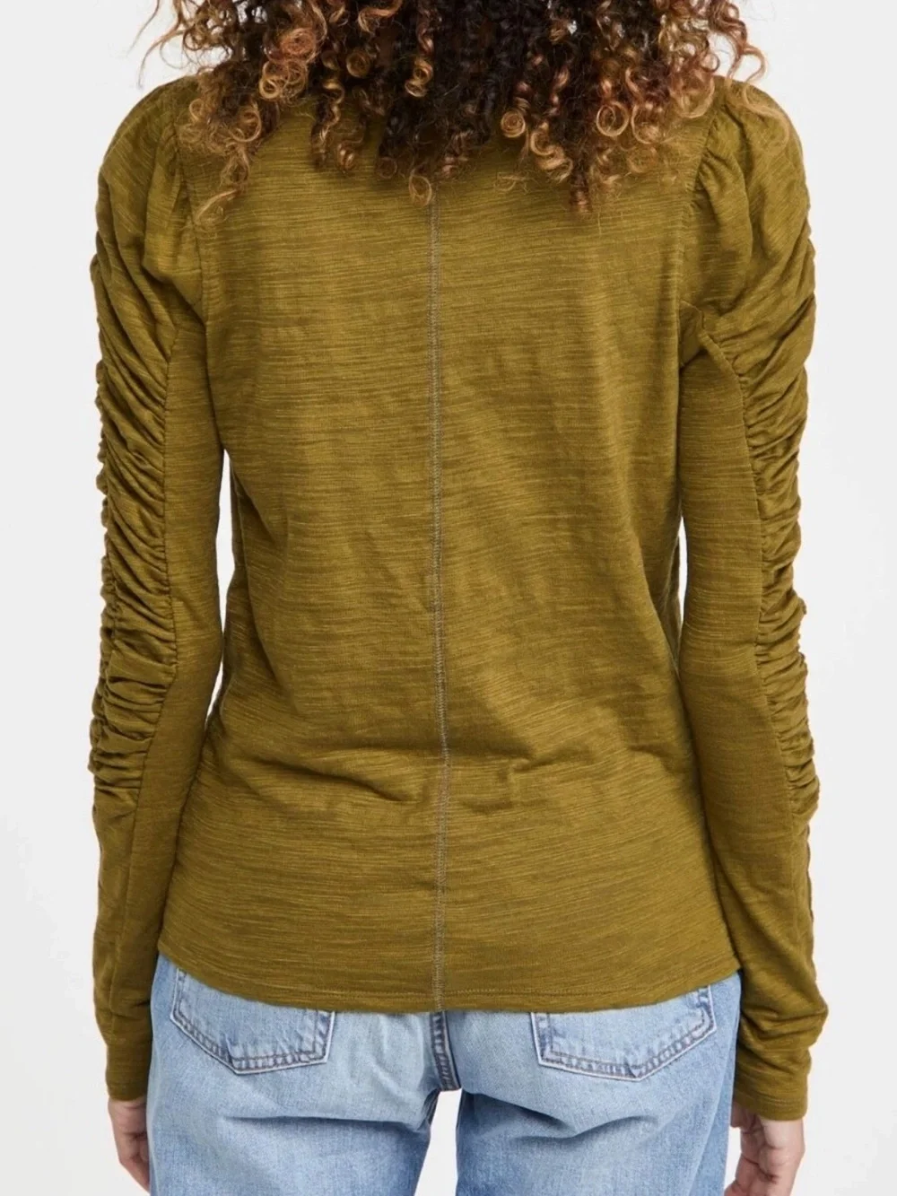 Free People We The Free Natasha Ruched Long Sleeve Top Boho Preppy Cotton Size S